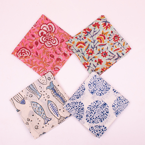 Boho Style Hand Block Printed Cotton Bandanas 55x55cm Aesthetic Floral Square Scarf Premium Artisan Headband & <b>Neck</b> <b>Tie</b> - Product Image 1
