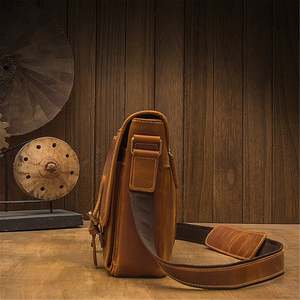 Sac fourre-tout vintage grande capacité pour usage quotidien et voyage, sacoche d'affaires en cuir véritable pour ordinateur portable 14 pouces pour hommes LLB-0344 - Product Image 3