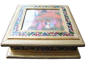 Oxidize Handcrafted Metal Design Meenakari Wood Gift Box <b>with</b> <b>Lid</b> <b>Decorative</b> Storage Case Diwali Gift <b>Boxes</b> Oxidize Dry Fruit - Product Image 1