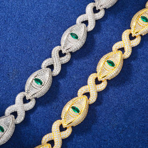 Pulsera de Plata 925 de Lujo para Mujer con Diseño de Ojo y Cristal Verde, Cadena con Microincrustaciones, para Uso Diario - Product Image 3