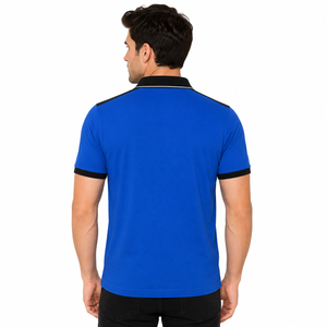 Chemise à manches courtes bleue pour homme Dumela International, broderie sur le devant, unie, décontractée, respirante, en polyester tricoté 200g, coupe classique - Product Image 4