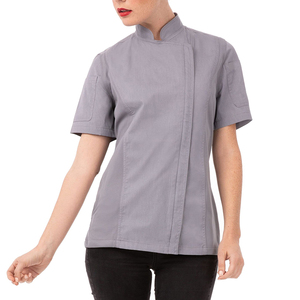 Vestes de chef à manches courtes pour femmes, tissu sergé polyester/coton, coupe douce et confortable, vêtements de travail, uniforme de chef personnalisé - Product Image 1