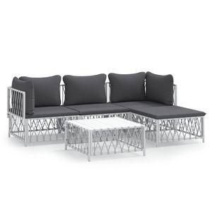 Ensemble de salon de jardin blanc et gris foncé - Product Image 2