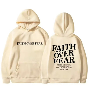 Sudadera con Capucha para Hombre OEM Faith Over Fear, 100% Algodón Tejido, Corte Regular, Informal, con Bolsillo, Impresión Serigráfica, para Otoño - Product Image 6