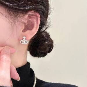 Early Summer Fashion Exquisite Pure Silver Freshwater <b>Pearl</b> <b>Earrings</b> Stylish Saturn Inspired Design - Product Image 4