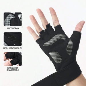 Gants demi-doigts en néoprène avec protection des articulations, antidérapants et résistants à l'usure, pour fitness en extérieur et salle de sport, avec silicone élégant pour hommes - Product Image 6