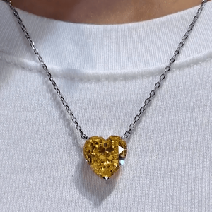 Rhodium Plated 18K Gold Heart Pendant with Diamond Moissanite and Pearl on <b>Box</b> <b>Chain</b> - Product Image 2