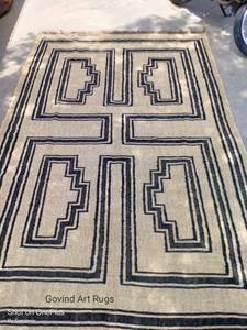 Tapis artisanal Kilim géométrique en laine et acrylique, écologique, tufté à la main, rectangulaire, pour salon, à poils moyens, avec envers en latex - Product Image 2