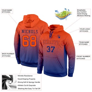 Sudadera con Capucha Deportiva Personalizada al por Mayor, Color Naranja Real Degradado, Bordada, de Forro Polar, para Entrenamiento y Ropa Urbana - Product Image 2