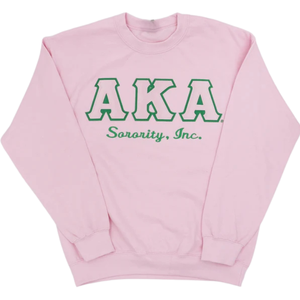 เสื้อสเวตเตอร์คอกลมสีชมพู AKA Sorority Inc ปักตัวอักษรกรีก เสื้อสวมหัวผู้หญิง สีชมพู - Product Image 1