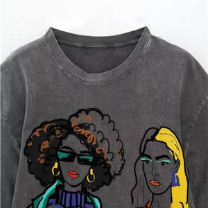 Camiseta de mujer con estampado de color liso y cuello en V, tops de verano, camiseta holgada de moda para mujer - Product Image 3