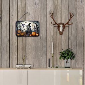 Nueva bruja Multicolor espeluznante colgante de pared de Halloween Puerta de Metal de aluminio Placa de barra de pared para cocina baño decoración del hogar 8HX12W - Product Image 4
