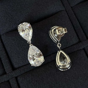 925 Starling <b>Silver</b> pear Cut Moissanite <b>Stud</b> Earrings Gift For Her Anniversary & Wedding - Product Image 3
