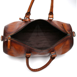 Men's Genuine Leather <b>Duffel</b> <b>Bag</b> with Adjustable Strap 30-40L Zipper Closure Casual Travel <b>Bag</b> - Product Image 2
