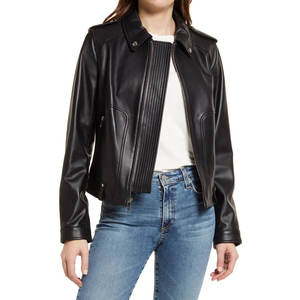 Vestes en cuir véritable pour femmes, nouvelle mode, col rabattu personnalisé, fermeture éclair, vêtements d'hiver - Product Image 6