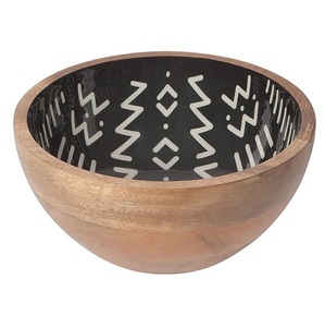 Bol de service rond en bois au design attrayant avec finition naturelle pour la maison et les restaurants, bols de service multi-usages - Product Image 6