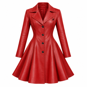 Manteau en cuir véritable pour femmes |   Bleu Noir Rouge |   Fabricant OEM ODM |   Conception de qualité supérieure |   Vêtements en cuir | - Product Image 1
