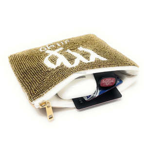 Pochette perlée Signe Astrologique Vierge, Porte-monnaie Doré, Cadeau d'Anniversaire Astrologique, Mini Portefeuille Zippé, Accessoire de Boutique en Gros - Product Image 2