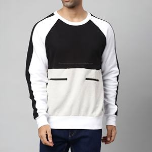High Quality Men’s Oversized Colorblock Crew Neck Sweatshirt Cotton Fleece Casual Streetwear Winter Bulk Wholesale OEM - Product Image 1