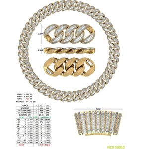 Cadena de eslabones cubanos Miami de oro macizo 10K 14K, con diamantes cultivados en laboratorio redondos y baguette, estilo Hip Hop para hombre, 24 pulgadas, Iced Out - Product Image 3