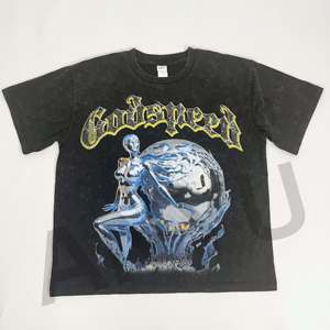 Custom Distressed Regular Fit 100% Cotton <b>Ringer</b> <b>T</b>-<b>Shirt</b> Silk Screen Printed Graphic Vintage Sun Faded Knitted Men - Product Image 3