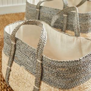 Set of 2 seagrass <b>bins</b> sewn around the edges Handmade Storage Basket Wholesale eco-friendly Made in Vietnam - Product Image 6