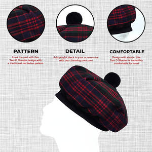 Gorro Escocés Tam o' Shanter con Pompón de Lana, Tartán Macdonald, Venta al Por Mayor - Product Image 3