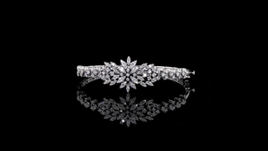 White gold floral <b>bracelet</b> with marquise and round lab grown diamonds in luxury design Elegant Flower Style Lab Grown Diamond Br - Product Image 3