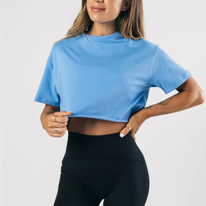 T-shirts Crop-Top pour femmes, design tendance coupé-cousu, manches courtes pour l'été - Product Image 3