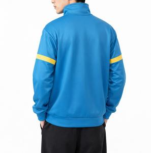 เสื้อแจ็คเก็ตบอมเบอร์สปอร์ตสีน้ำเงินแบบยูนิเซ็กซ์ ลายทางสีเหลือง ซิปปิด คอตั้ง ระบายอากาศได้ดี ผลิตจากโพลีเอสเตอร์เคลือบ  โลโก้ด้านหน้า เหมาะสำหรับใส่ในฤดูใบไม้ร่วง - Product Image 2