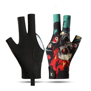 Gants de billard et de snooker en polyester noir à 3 doigts avec bande magique antidérapante pour un jeu rapide et portable – Accessoires de billard - Product Image 2