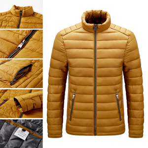 Chaqueta Acolchada Slim Fit para Hombre, Cuello Alto, Resistente al Viento, Relleno de Poliéster, Cierre de Cremallera, Color Sólido, Largo Regular, Estilo Casual para Otoño - Product Image 6