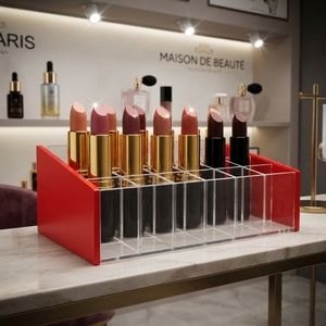 Clear Acrylic Lipstick Display Case Cosmetic Organiser <b>Storage</b> Holder for Makeup Collection Retail Counter Display - Product Image 1
