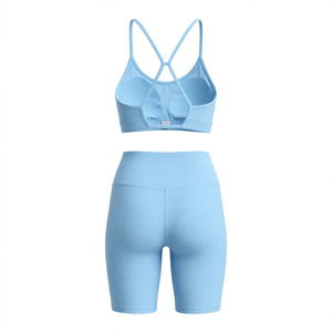 Conjunto Deportivo para Mujer, Color Personalizado, Bra Deportivo sin Varillas, Shorts de Cintura Alta, Estilo Deportivo, Secado Rápido, para Todas las Temporadas - Product Image 2