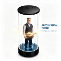 Lecteur holographique 3D cylindrique de 7 pouces, assistant vocal IA, Azure Open AI LLM, Android 13, réduction de bruit AEC intégrée