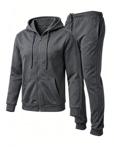 Conjunto de Sudadera con Capucha y Cremallera para Hombre, Color Blanco, Corte Regular, Felpa de Algodón, Informal, Invierno, Diseño Impermeable con Bolsillos - Product Image 4