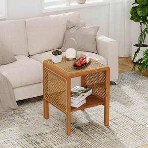 Muebles de acento de mesa auxiliar de madera maciza rústica para sala de estar - Product Image 2