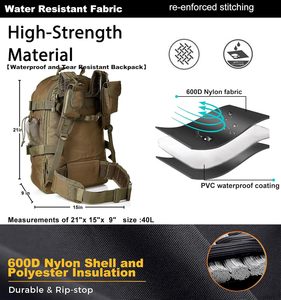 Large Capacity 25L <b>Waterproof</b> Tactical <b>Backpack</b> | Durable Oxford Fabric Breathable Design Air Cushion Belt Polyester Zipper Soft - Product Image 5