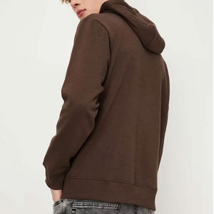 เสื้อฮู้ดดี้สีน้ำตาลสำหรับผู้ชาย แขนยาว มีกระเป๋าจิงโจ้ ผ้าคอตตอนผสม สวมใส่สบาย - Product Image 5