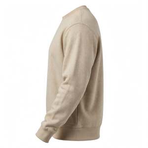 Sweat-shirt unisexe personnalisé en molleton épais, style streetwear, imprimé graphique graffiti visage souriant, coupe oversize, col rond, beige - Product Image 3