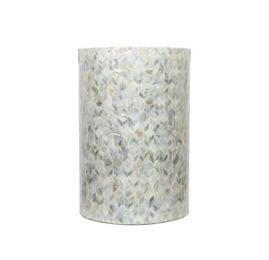 Tabourets cylindriques en forme de tambour avec incrustations de nacre, mosaïque de coquillages naturels, table de chevet pour la décoration intérieure - Product Image 1