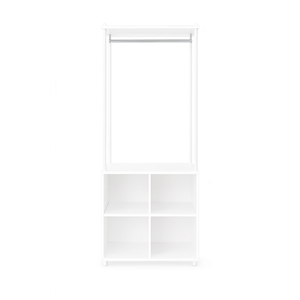 Armario Modular con Estructura Metálica, Unidad de Almacenamiento con 4 Cubos y Perchero, Blanco y Plateado, Organizador para el Hogar - Product Image 2