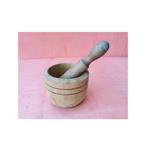 Mortier et pilon en bois traditionnel de 128 ml, broyeur de cuisine écologique, broyeur d'épices manuel - Product Image 2