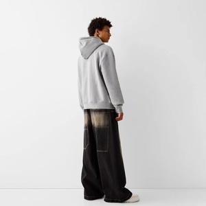 Men's Embroidered 100% Cotton Fleece Warm Hooded Pullover Hoodie Long Sleeve Winter Sports <b>Coat</b> - Product Image 4