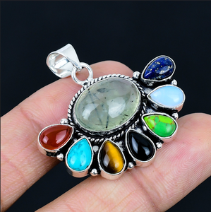 Pendentif demi-fleur en pierres précieuses naturelles, breloque florale pour collier, bijoux pour femmes - Product Image 2