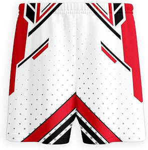 Kids Soccer Uniform Set - White Red Black Geometric Print Jersey Shorts Sublimated 100% Polyester Breathable Crew Neck - Product Image 6