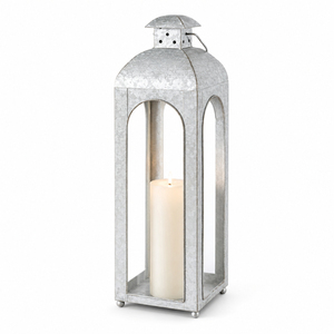 Farmhouse Galvanized Candle <b>Lantern</b> with Glass <b>Hurricane</b> Cover and Wood Base Vintage Candle Holders for Outdoor Garden <b>Lantern</b> - Product Image 4