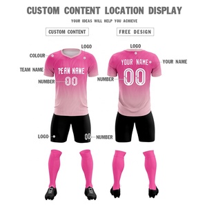 Ensemble complet d'uniformes de <span class=keywords><strong>football</strong></span> personnalisés imprimés numériquement 2024, 100 % polyester, couleur dégradée, col en V, unisexe, adulte - Product Image 5