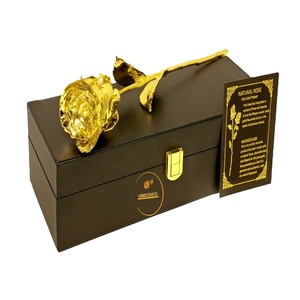 Rosa roja natural en oro de 24 quilates, flor Rosa sumergida con caja de regalo, hoja de oro genuina de 24 quilates, Rosa decorativa para pintar artesanías - Product Image 6