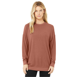Sweat-shirt à col rond à manches longues surdimensionné pour femmes, couleur unie, tricot en coton respirant, épaules tombantes, pull pour l'automne - Product Image 4